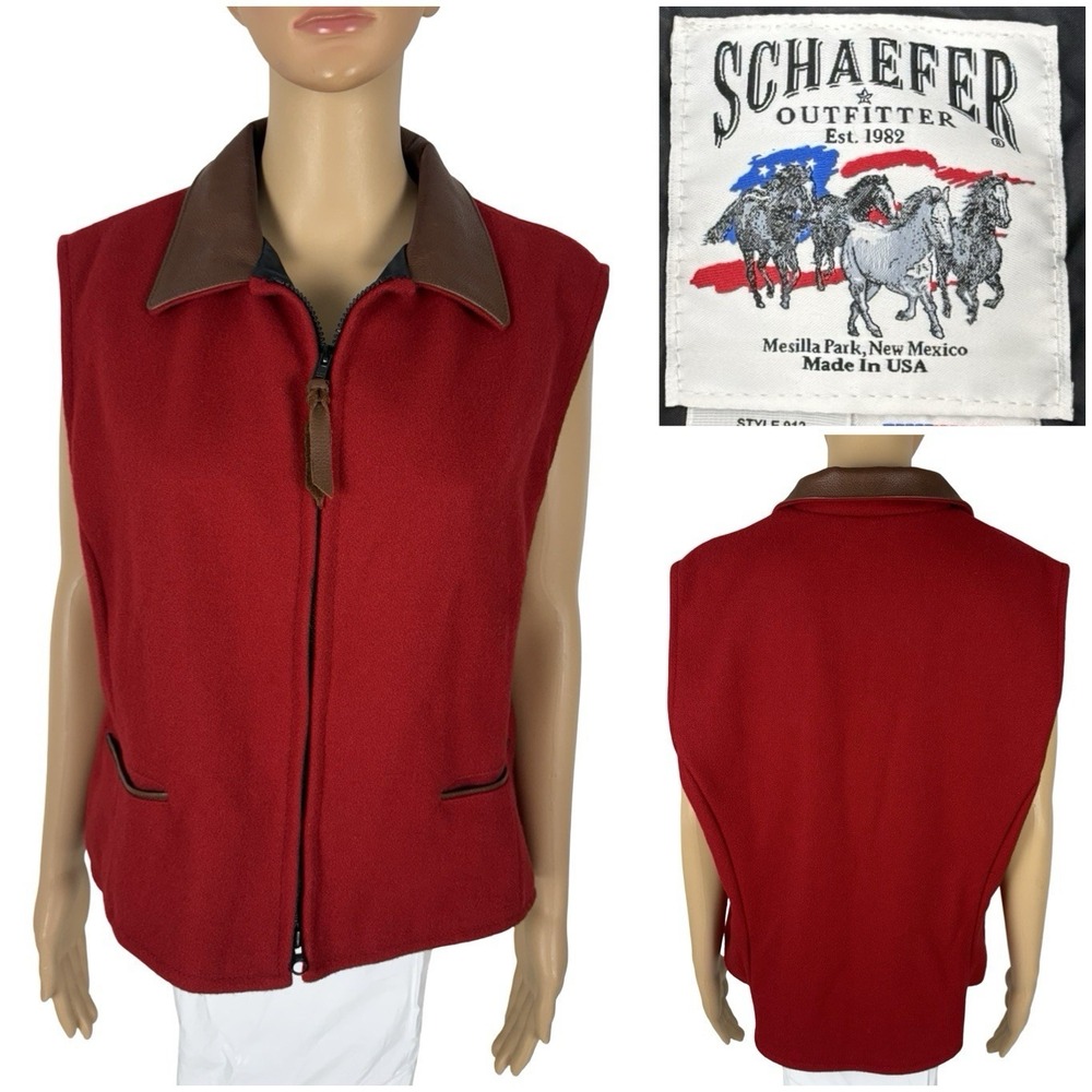 Schaefer Outfitter Vest Womens Large Full Zip Wool Blend Ranchwear Outdoors Red